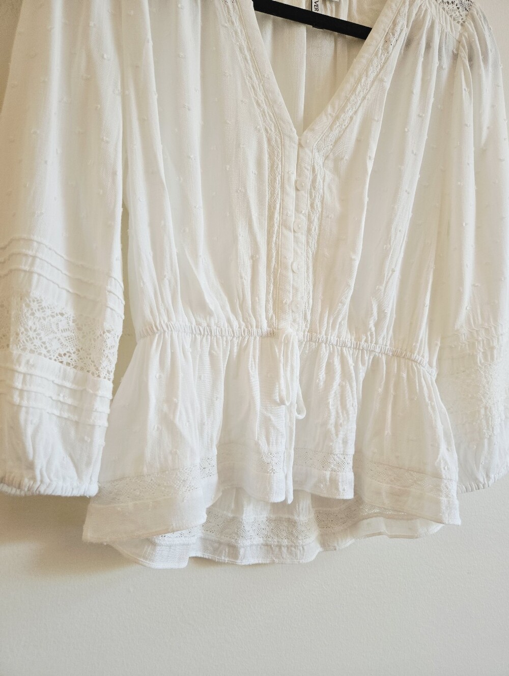 EVER NEW I US 2 Tasha Trim Sploced Dobby Blouse I cream - Picture 6 of 9